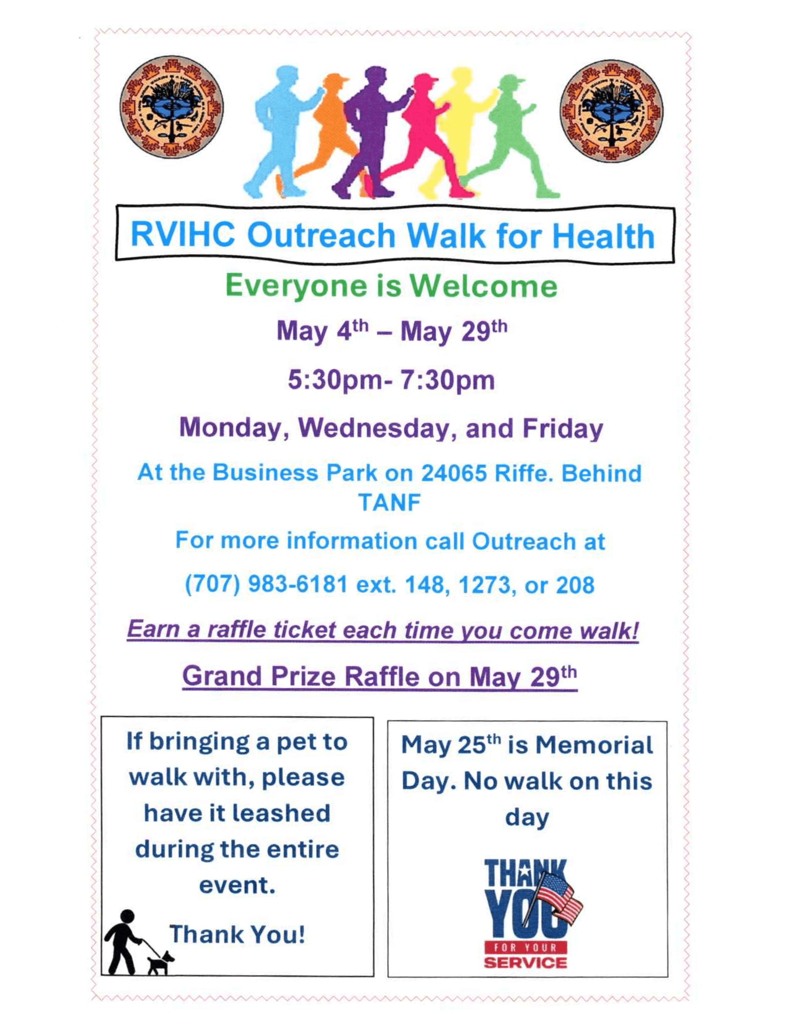 RVIHC Outreach Walk for Health — Starting Monday, May 11th